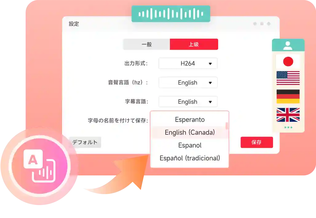 オーディオトラックと字幕の選択