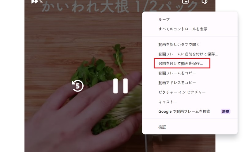 埋め込み動画を右クリックしてダウンロード