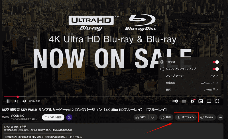 YouTube オフライン機能
