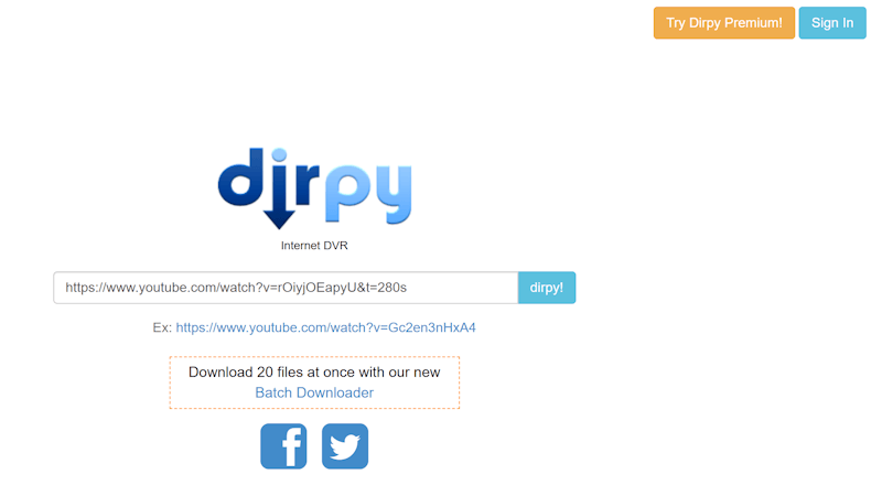 URL 貼り付け ダウンロード Dirpy